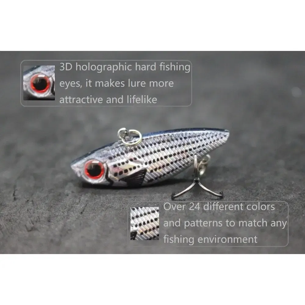 Color: Dark green - wLure Fishing Lure Lipless VIB 4cm 4.6g Tiny Hard Lure Carp Fishing Fly Fishing Bait Tail Hook Sinking to Bottom L666
