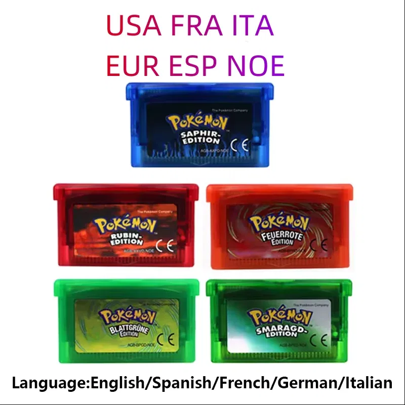 Color: DEEP BLUE - GBA Game 32 Bit Video Game Cartridge Console Card Pokemon Emerald Ruby FireRed LeafGreen Sapphire Multi-language for GBA/NDS