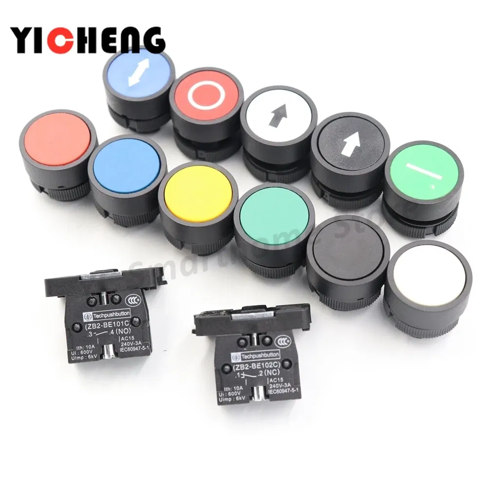 Color: Dark Grey - 2Pcs Plastic marking flat button Arrow indication xb2- self-reset point move 22MM Turn on the power button switch NO/NC