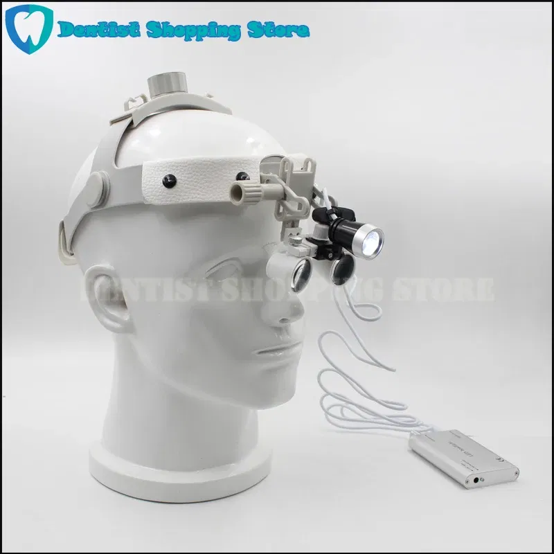 Color: Blue - Headband LED light Medical Surgical Dental Headlight with (2.5X,3.5X optional) Surgical loupes