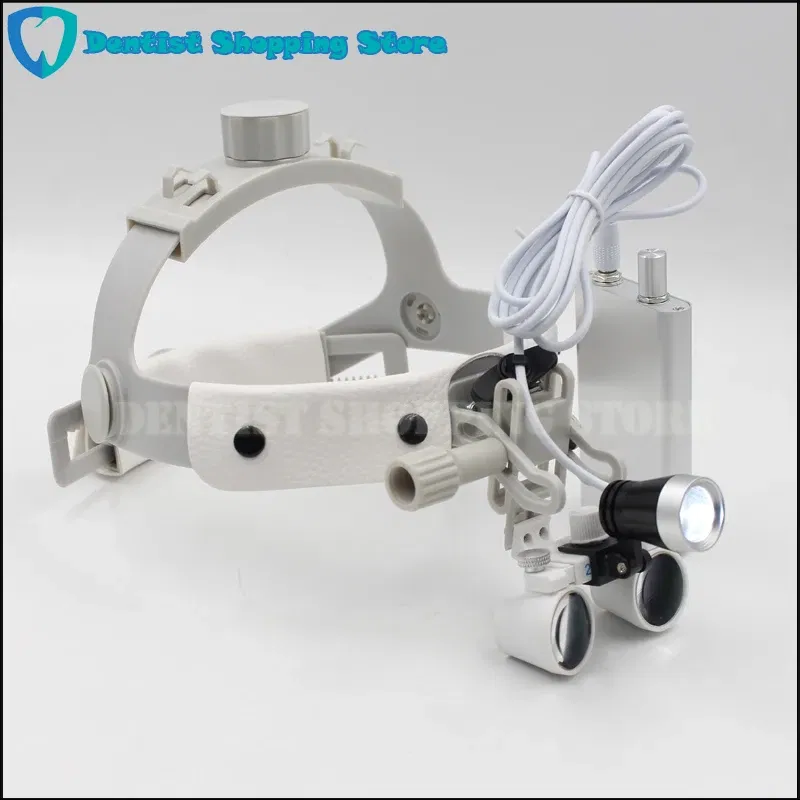 Color: Blue - Headband LED light Medical Surgical Dental Headlight with (2.5X,3.5X optional) Surgical loupes