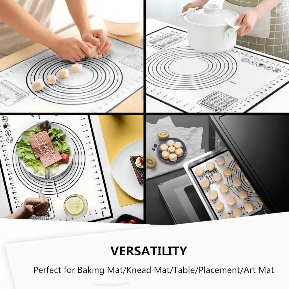 Color: green, Size: L - Large Size Silicone Kneading Pad Non-Stick Surface Rolling Dough Mat With Scale Kitchen Cooking Pastry Sheet Oven Liner Bakeware