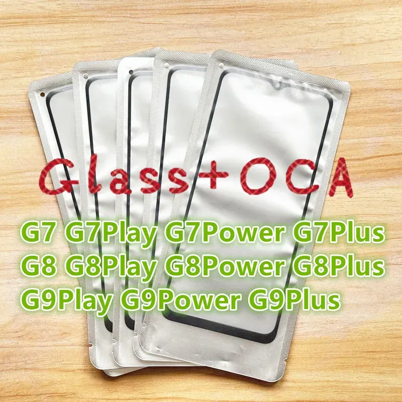 Color: Pink - 5Pcs For Motorola Moto G7 G8 G9 Play Plus Power Lite Touch Screen Front and outer glass lens replacement