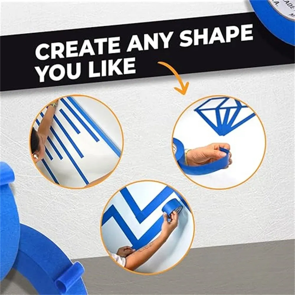 Color: black - 3 Roll/Set Paint Tape Multi-Surface Masking Easy Removal Paint Tape Security Wall Painting Crafts Art Construction Home 20m/Roll