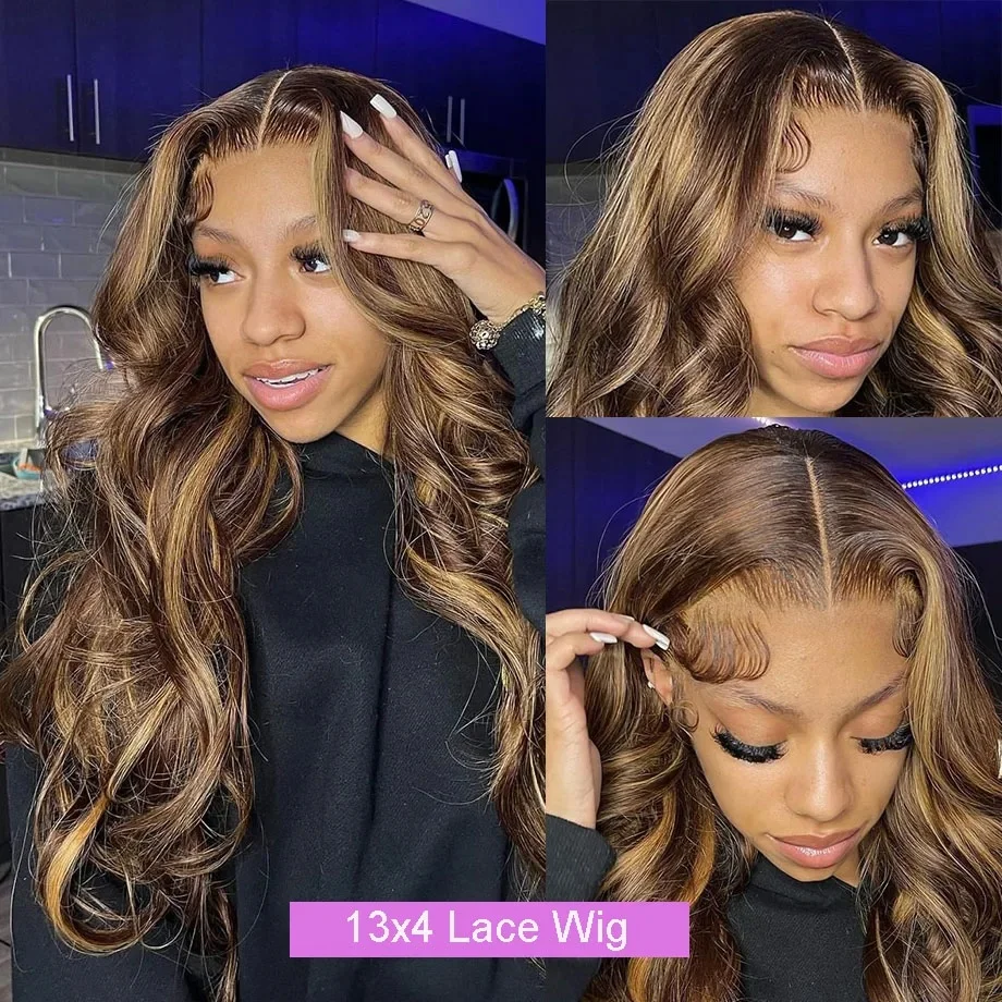 Stretched Length: 18inches, Hair Color: #16, Density: 200%, Ships From: CHINA - Highlight Wig Human Hair P4/27 Body Wave Wigs Highlight 13x6 Hd Lace Frontal Wig Human Hair 13x4 Hd Lace Front Human Hair Wigs
