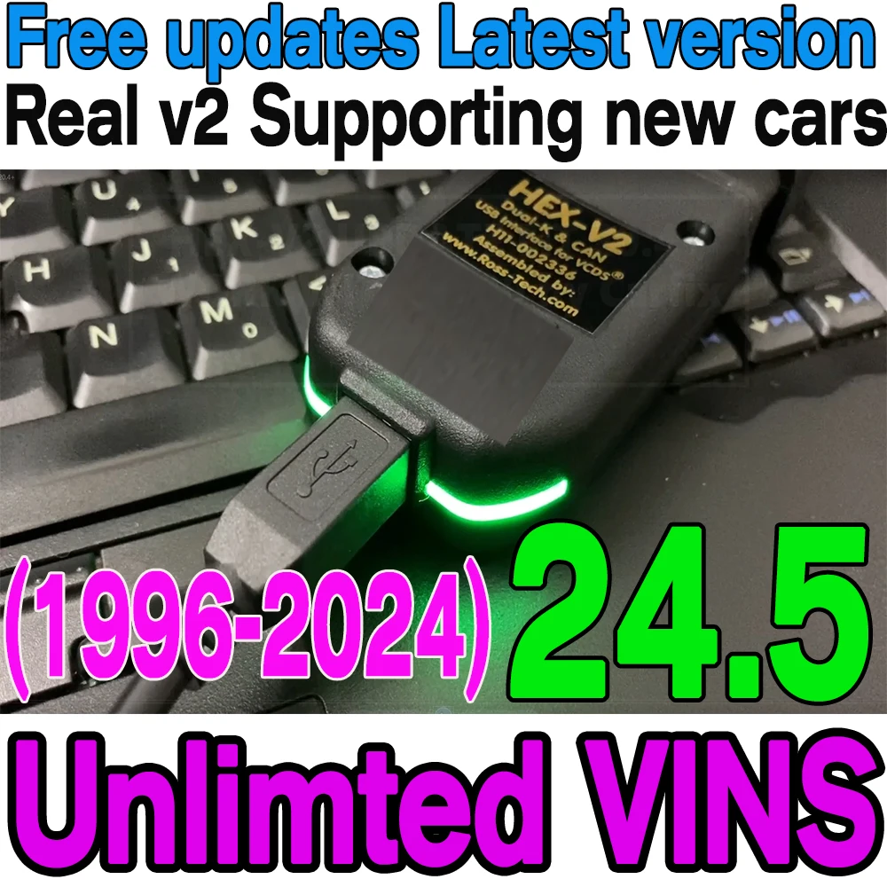 Language: Czech - 2024 Newest Unlimited VINs VCDS Auto com Diagnostic Coding VAG COM VAG HEX V2 Hardware Interface FOR VW AUDI Skoda Seat Real V2