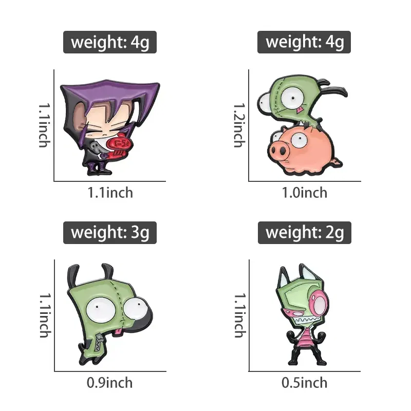 Metal color: Champagne gold - Cartoon Anime Brooch Enamel Pins Custom Metal Animal Badges Lapel Accessories Sweater Women Men Jewelry Gift Friends Wholesale