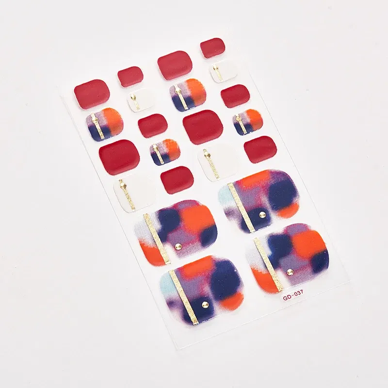 Color: Rust Red - 22 Tips/Sheet Nail Tape Loveliness Nail Art Stickers Designed  Nailart Sticker Nail Strips Designer Nail Decals Nailart Shiny
