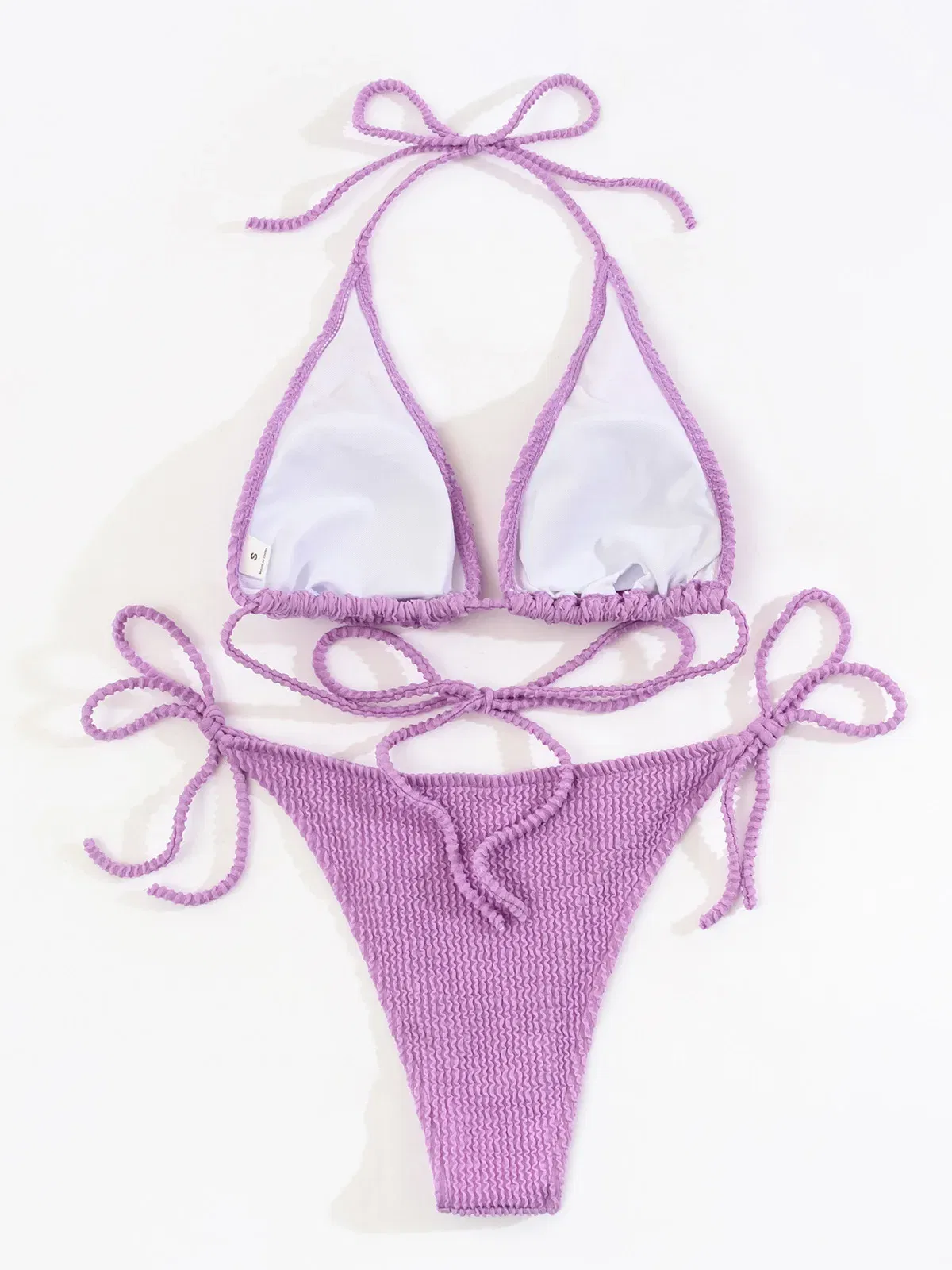 Color: Silver, Size: S - New Fashion Sexy Bikini Solid Swimsuit Women Swimwear Push Up Set Brazilian Bathing Suit Summer Beach Wear Swimming
