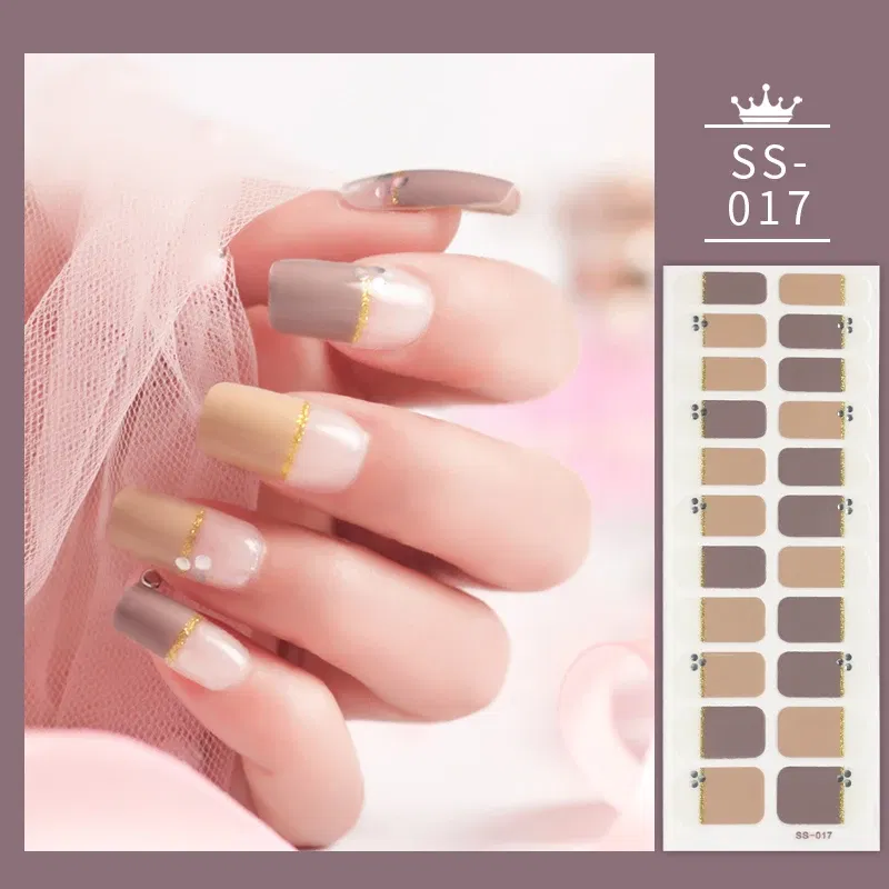 Color: transparent - 22 Tips Blue and White Shiny Speckles Nail Art Sticker Full Cover Nail Stickers Last Update Nail Wraps Lot Sticker for Nails