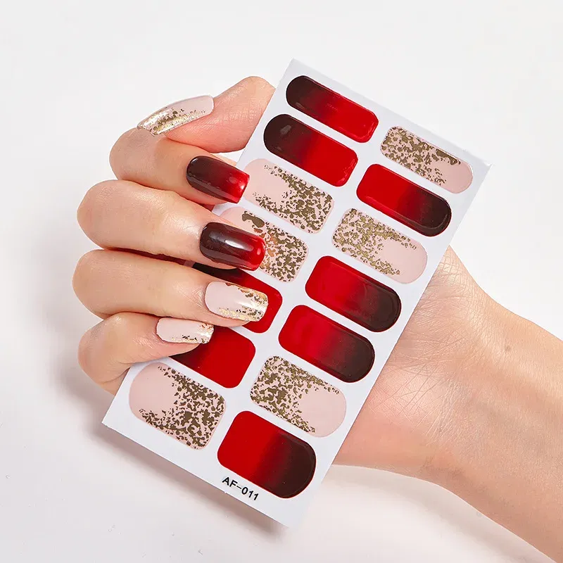 Color: Watermelon red - Nail Polish Stickers Nail Wraps DIY Self Adhesive Nail Sticker Nail Accesoires Designer Nail Decals Full Cover Nail Stickers