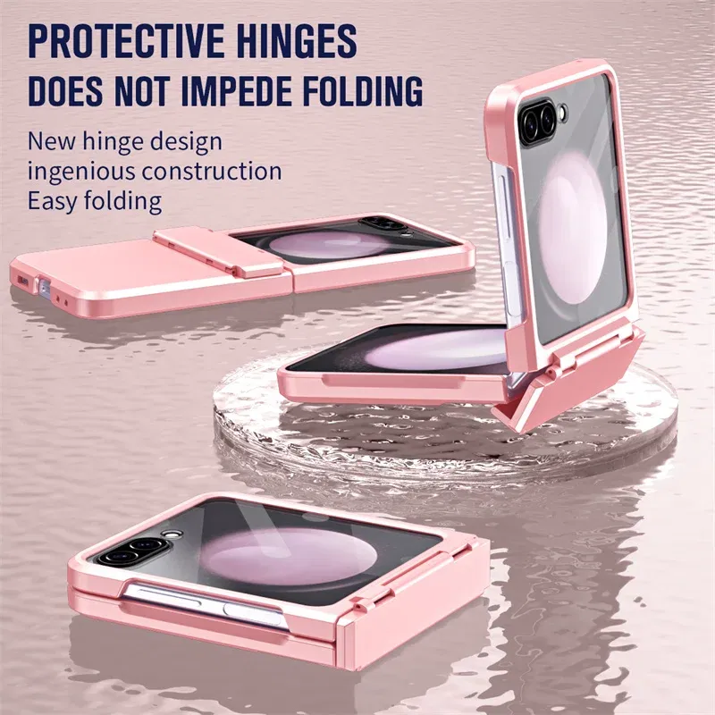 Color: Dark Grey, Material: ABS - For Samsung Galaxy Z Flip 6 5 Flip5 Case Luxury Matte With Mirror Film Folding Hinge Shockproof Protection Hard Cover accessory