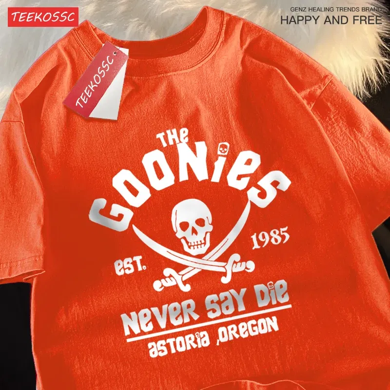 Color: GRAY, Size: M - The Goonies Never Say Die T Shirts Men Women Comfortable Crewneck Tshirt Breathable Cotton T Shirts Street Loose Couple Clothing