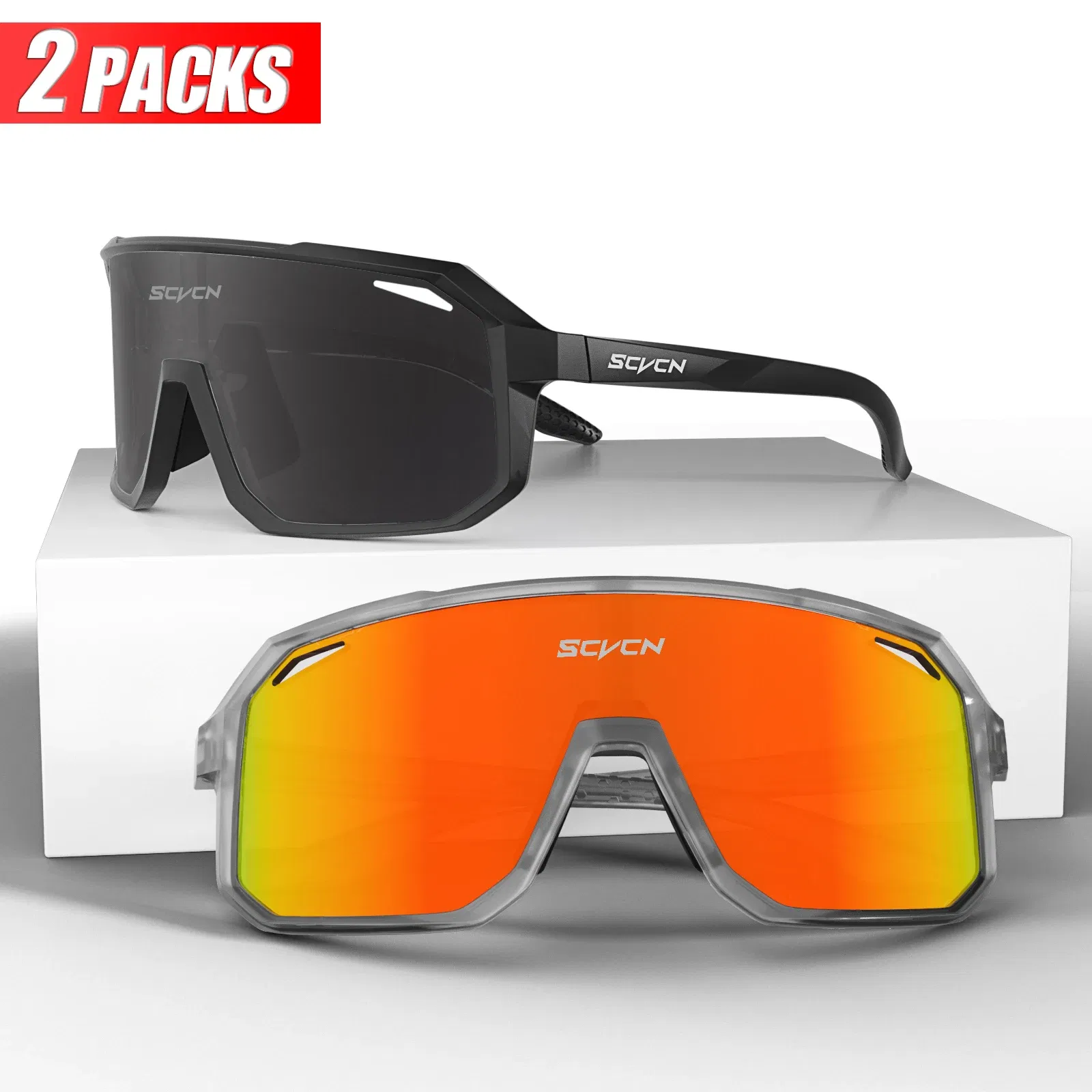 Color: Light Grey, Lenses Color: WHITE - SCVCN Sports Men UV400 Sunglasses Cycling Glasses Photochromic Cycl Camp Bike Eyewear MTB Outdoor Goggles Bicycle Women Hunting