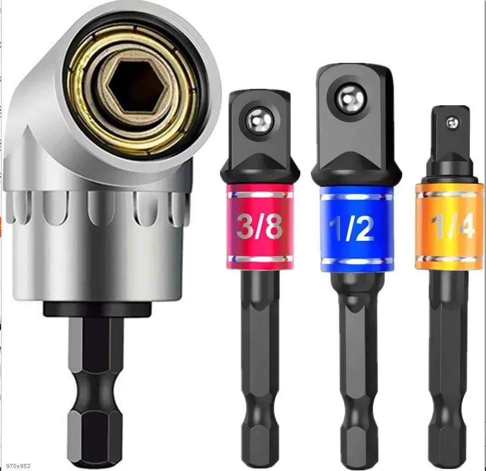 Color: GRAY - Flexible Drill Extension Hex Shank Drill Nut Driver Bit Set Bendable Drill Bit Extension+ScrewdriverBit+Universal Socket Adapter