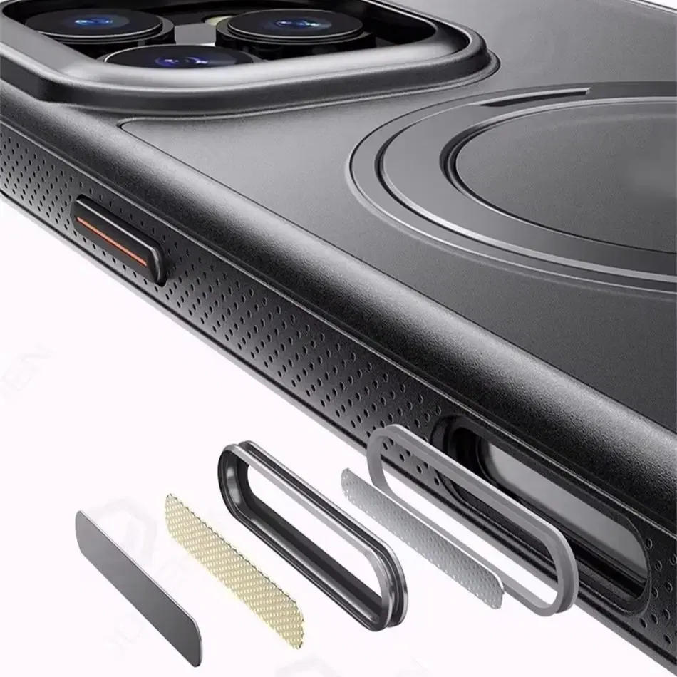 Color: Blue, Material: Plastic - 360?° Rotation Ring Stand Magnetic Case For iPhone 13 14 15 16 17 Pro Max 16E Matte Military Shockproof Armor Cover For Magsafe