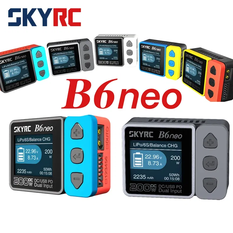 Color: PURPLE - 2023  NEW SkyRC B6 Neo Smart Charger DC 200W PD 80W LiPo Battery Balance Discharger SK-100198 B6 Neo