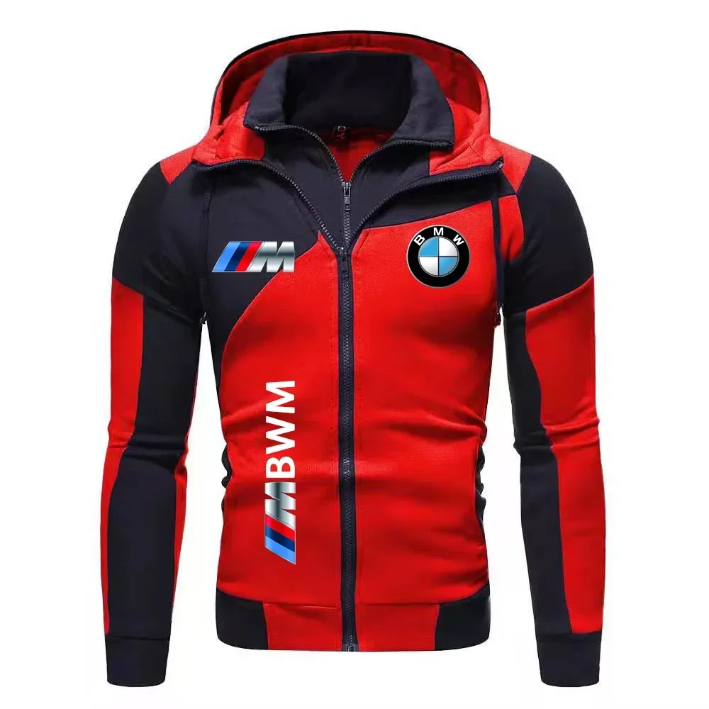 Color: Gold, Size: M, Ships From: CHINA - Motorcycle Jacket, BMW Logo Printed Cotton Sweatshirt, Hooded Sweatshirt, BMW Logo Autumn Men's Double Zipper Cardigan Jacket ..