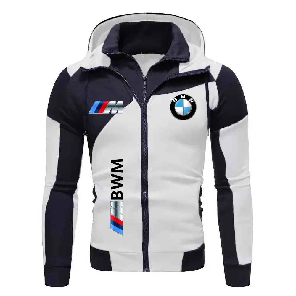 Color: Gold, Size: M, Ships From: CHINA - Motorcycle Jacket, BMW Logo Printed Cotton Sweatshirt, Hooded Sweatshirt, BMW Logo Autumn Men's Double Zipper Cardigan Jacket ..
