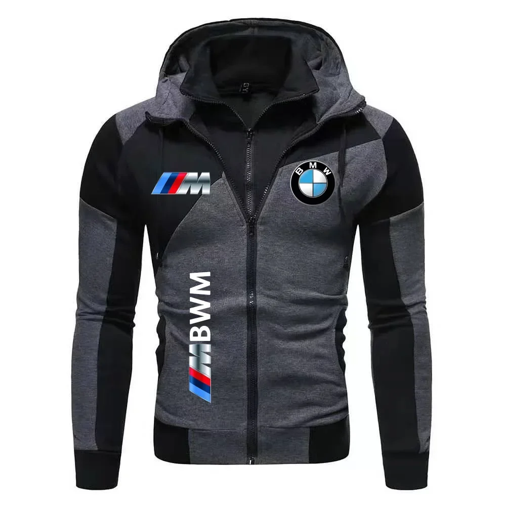 Color: Gold, Size: M, Ships From: CHINA - Motorcycle Jacket, BMW Logo Printed Cotton Sweatshirt, Hooded Sweatshirt, BMW Logo Autumn Men's Double Zipper Cardigan Jacket ..