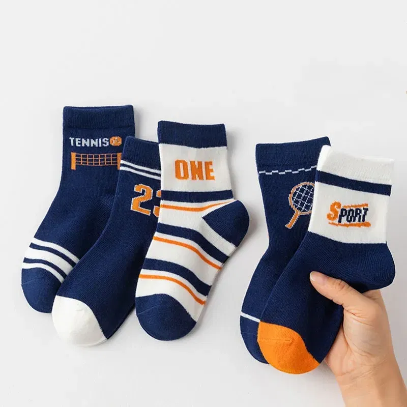 Color: GRAY, Size: 2-3T - 1-14T Kids' Socks Spring Autumn Cotton Socks 5 Pairs/lot Soft Cotton Socks Calf Socks Little Big Boys Crew Sock