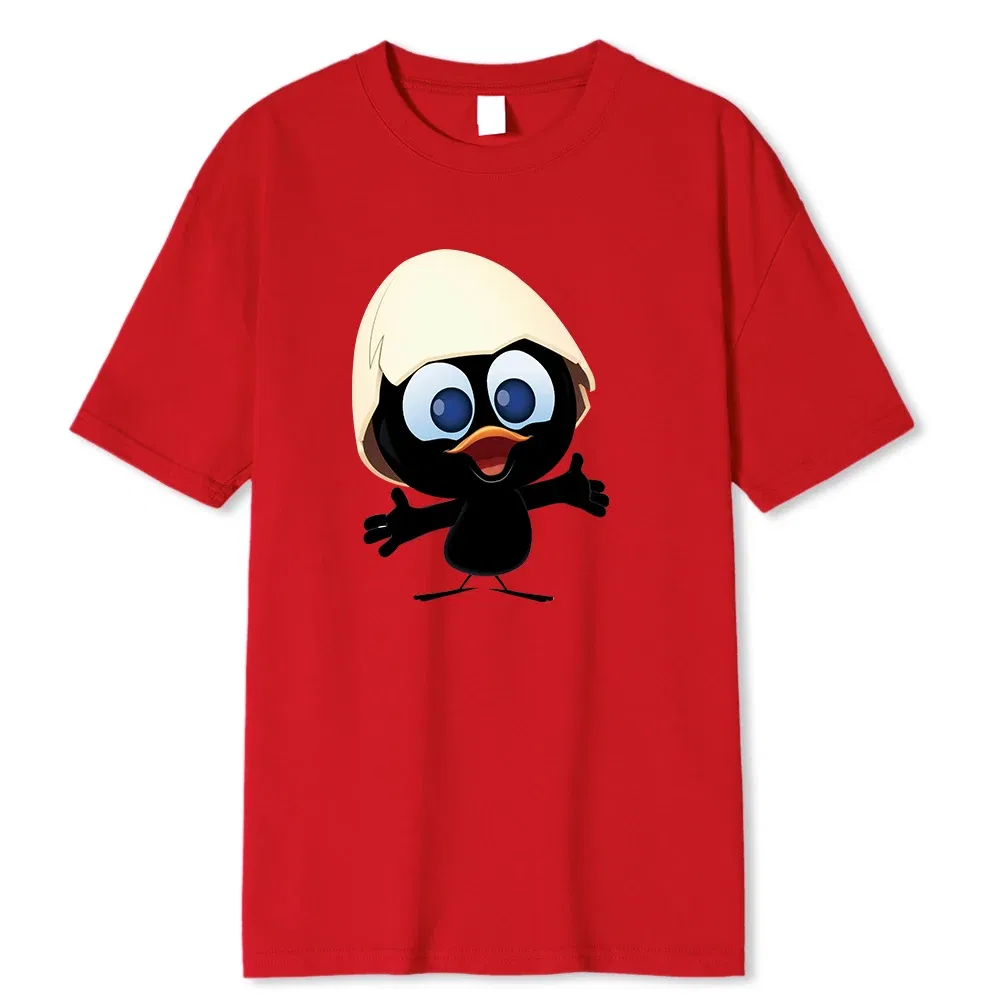 Color: GRAY, Size: L - Sunlight T Shirt Big Size Men Calimero Cartoon pattern Men T Shirt Painted Funny Tshirt Men T Shirt