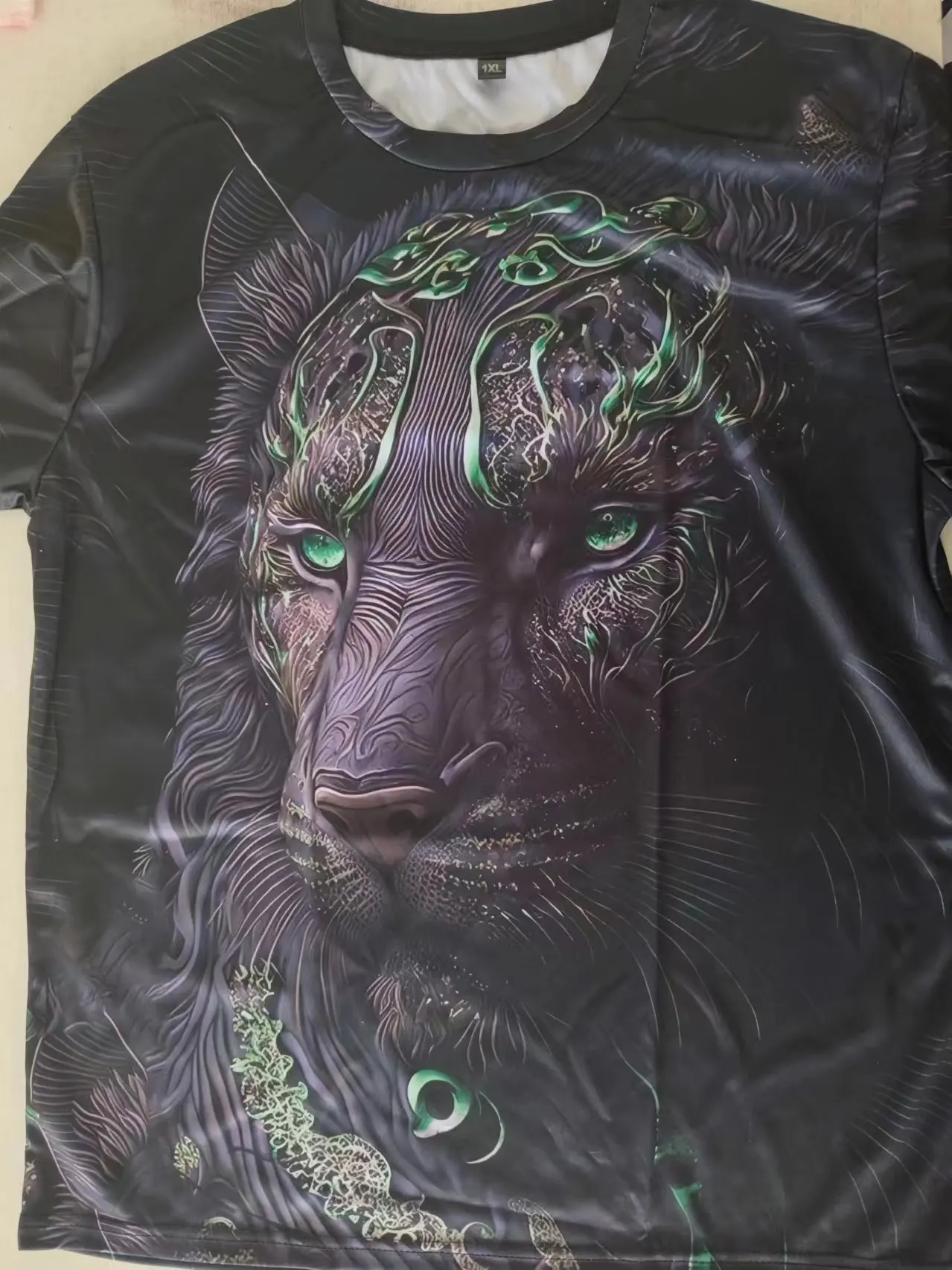 Size: XXXL, Color: Gold - Daily Oversized Men's T-Shirt 3D Lion Print Tees Tops Summer Casual Animal Pattern Streetwear New Fashion Street Men Clothing