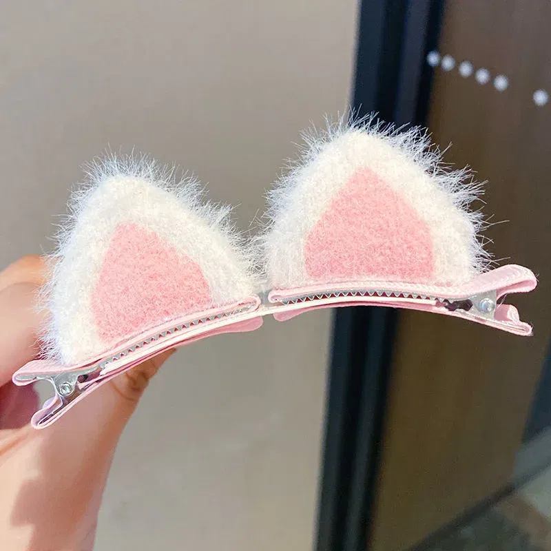 Color: PURPLE - 2PCS New Plush Cat Ears Hairpins Girls Hair Clips Hair Accessories Women Sweet Cute Barrettes Kids Fashion Headwear Ornaments