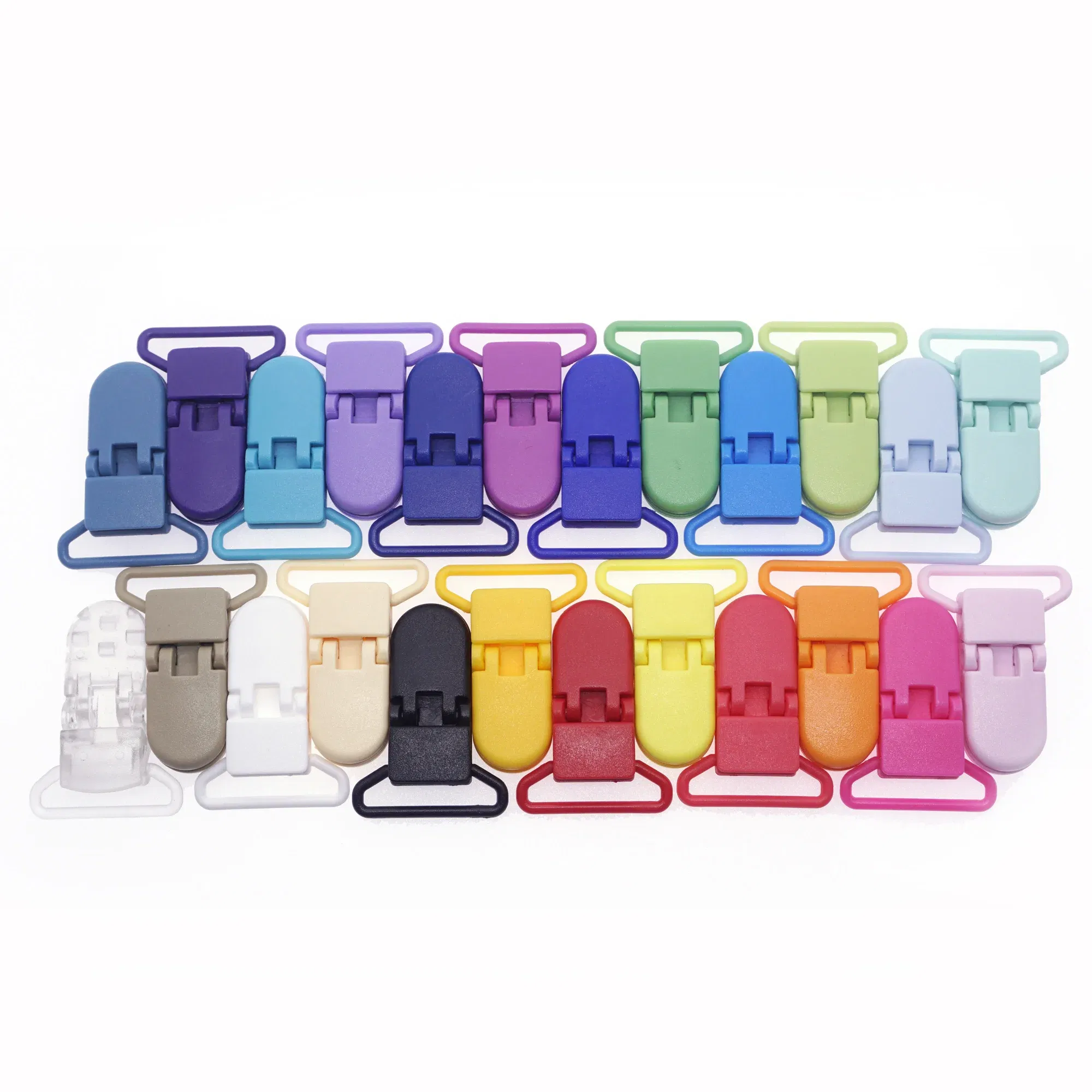 Color: GRAY - 48Pcs Eco-friendly Plastic Baby Pacifier Clips Holder Mix Colors Dummy Soother Bib Suspender Clip Transparent 25MM Free Shipping