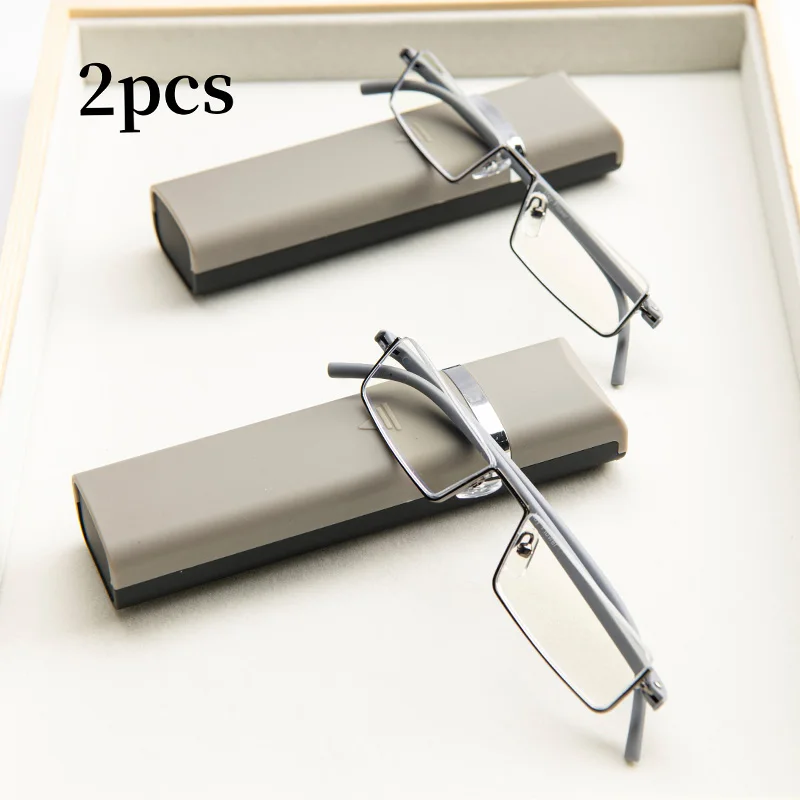 Frame Color: GRAY, Eye Prescription: +100 - 2Pcs Suit Anti-blue Light Reading Glasses Ultralight TR90 Sport Presbyopia Eyeglasses Women Men Far Sight Eyewaer With Case +1.2