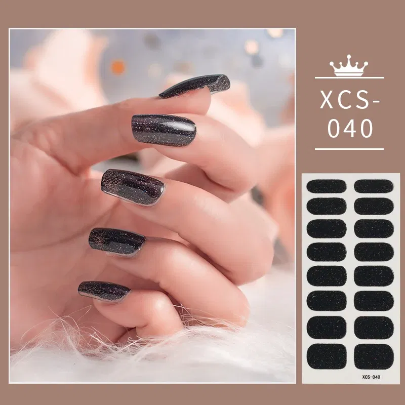 Color: Watermelon red - Rose Red Shiny Twinkle Full Cover Nail Stickers Sticker For Nails Self Adhesive Nail Sticker Fashion Nail Stickers Beauty