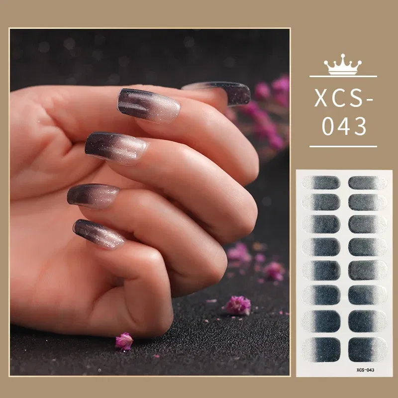 Color: Watermelon red - Rose Red Shiny Twinkle Full Cover Nail Stickers Sticker For Nails Self Adhesive Nail Sticker Fashion Nail Stickers Beauty