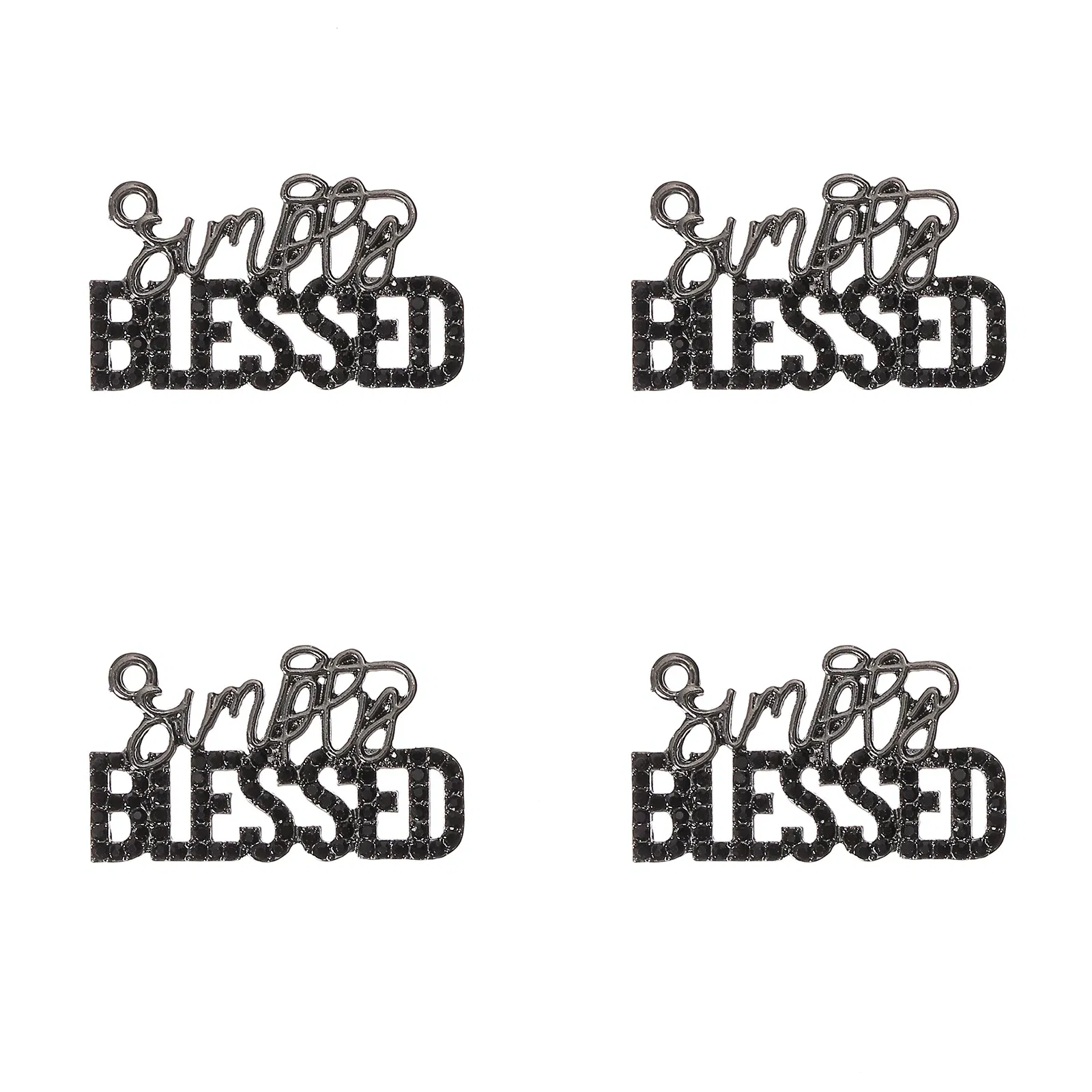 Metal color: Gold-color, Ships From: CHINA - 10pcs Rhinestone BLESSD Letter Charms for DIY Bracelet Bangle Making LTC0419-LTC0422