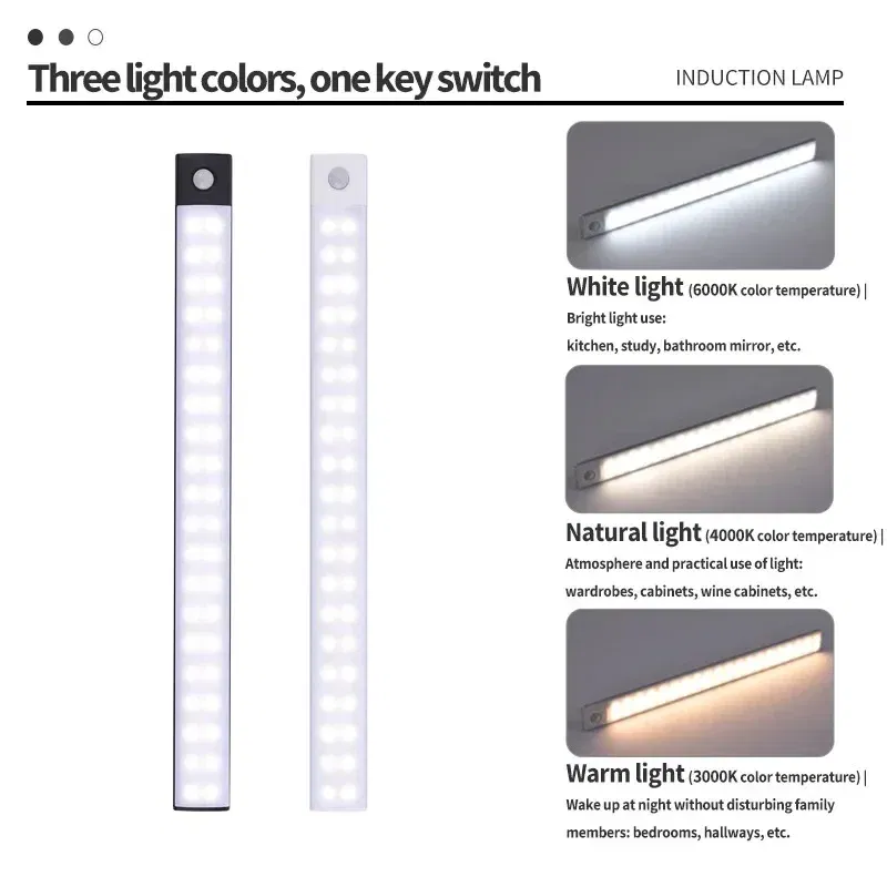 Emitting Color: LIGHT BLUE - Under Cabinet Lights LED Motion Sensor Night Light Thin Rechargeable Dimmable Lamps Kitchen Cabinet Bedroom Wardrobe Lighting