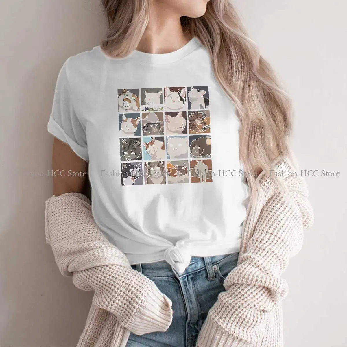 Color: black, Size: XXXL - Meme O Neck TShirt Cat Classic T Shirt Woman's Tops New Design
