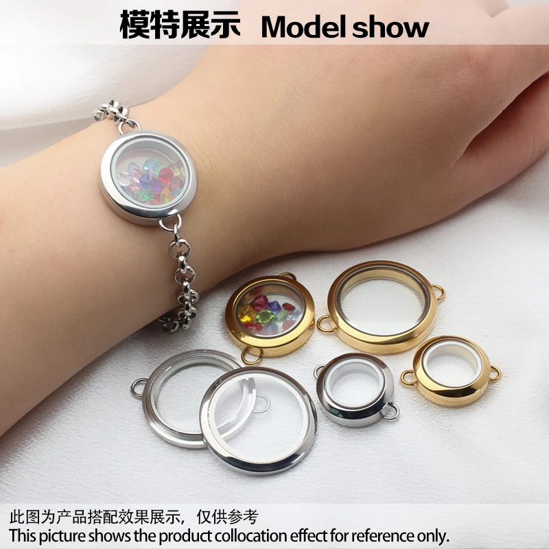 Metal Color: cobalt violet - 1pc 20mm 25mm 30mm Stainless Steel Floating Locket Glass Memory twist Locket silver gold color For Bracelet Jewelry Making