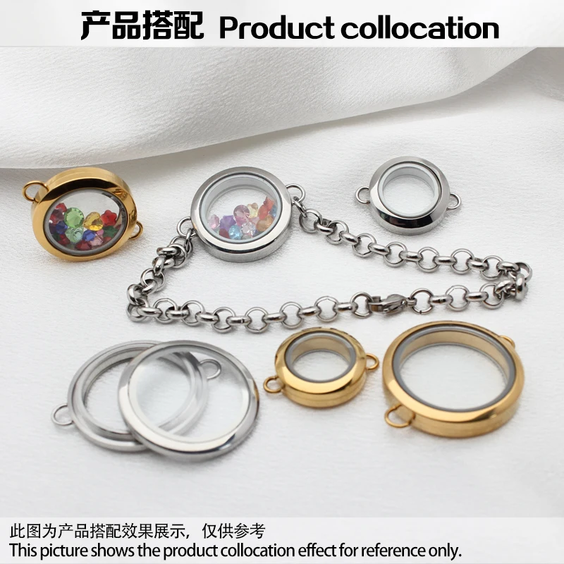 Metal Color: cobalt violet - 1pc 20mm 25mm 30mm Stainless Steel Floating Locket Glass Memory twist Locket silver gold color For Bracelet Jewelry Making