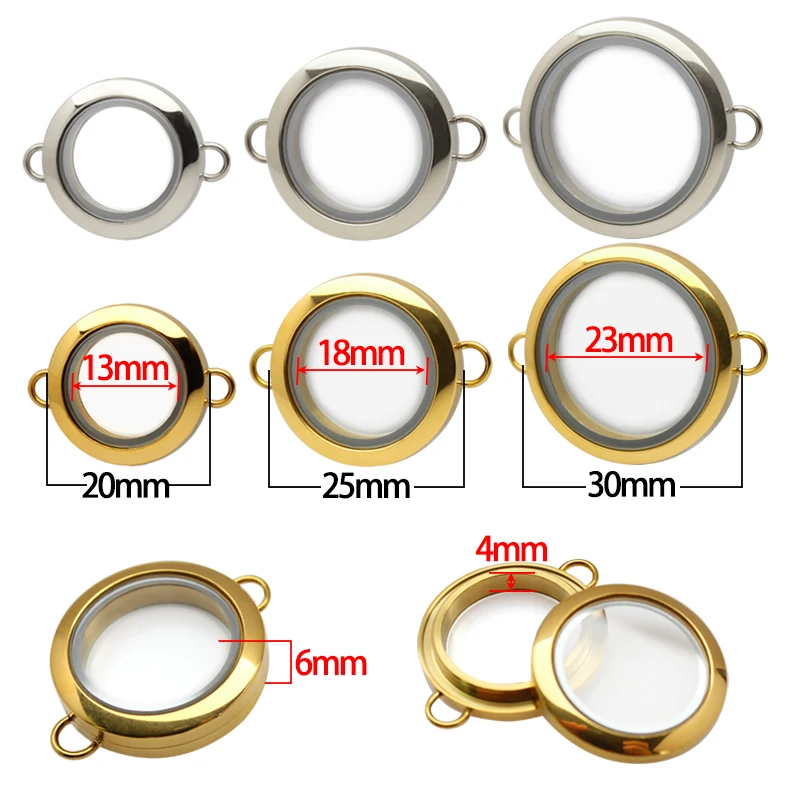 Metal Color: cobalt violet - 1pc 20mm 25mm 30mm Stainless Steel Floating Locket Glass Memory twist Locket silver gold color For Bracelet Jewelry Making