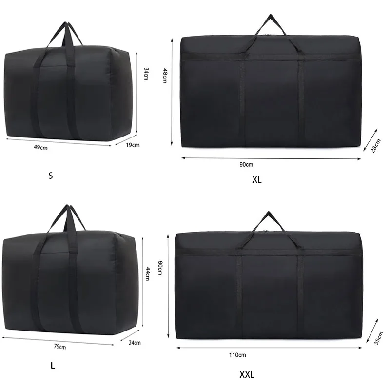 Color: Dark Grey - super large capacity travel duffel bag foldable luggage travel bag Waterproof Polyester Organizer Cloth Quilt Storage Bag