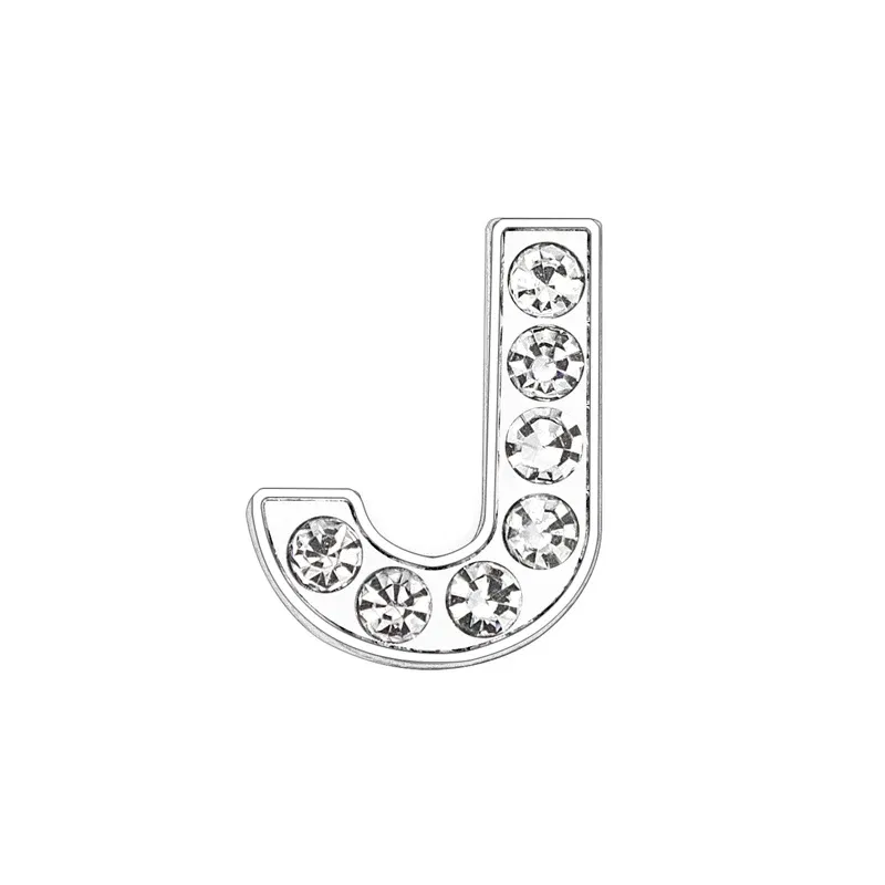 Color: Silver - Rhinestone Slide Letter Charms For Jewelry Making Women Bracelet 8mm Alphabet A-Z Pet Collar Necklace DIY Accessories Gift