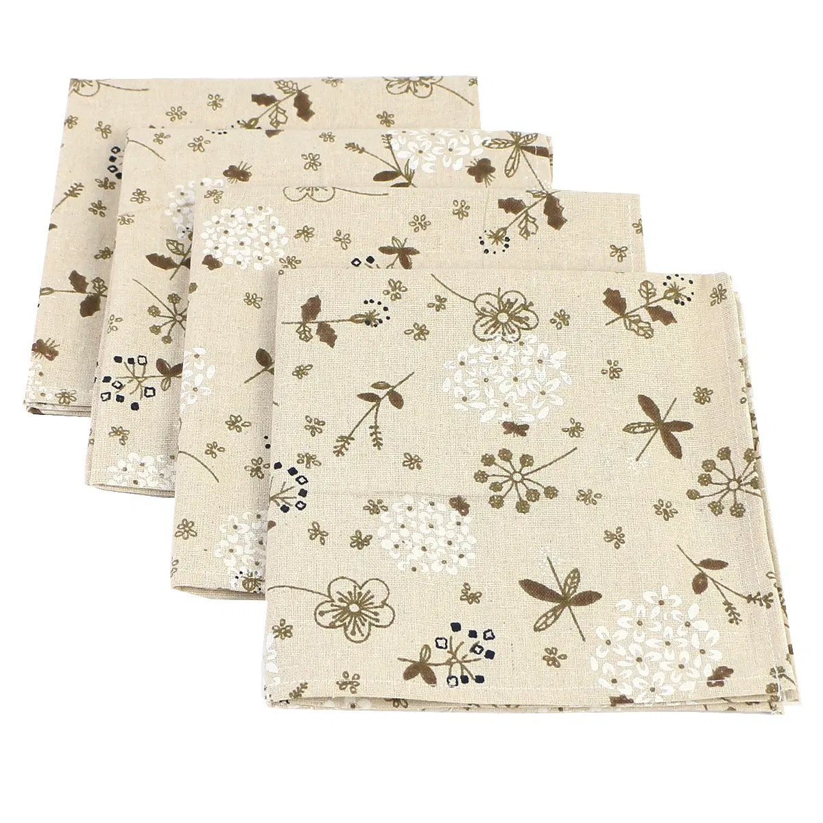 Color: Sky blue - 4PCS 40x40CM Floral Printed Cloth Napkins Japanese Style Dinner Dish Towel Wedding Restaurant Bar Table Mat serviette de table