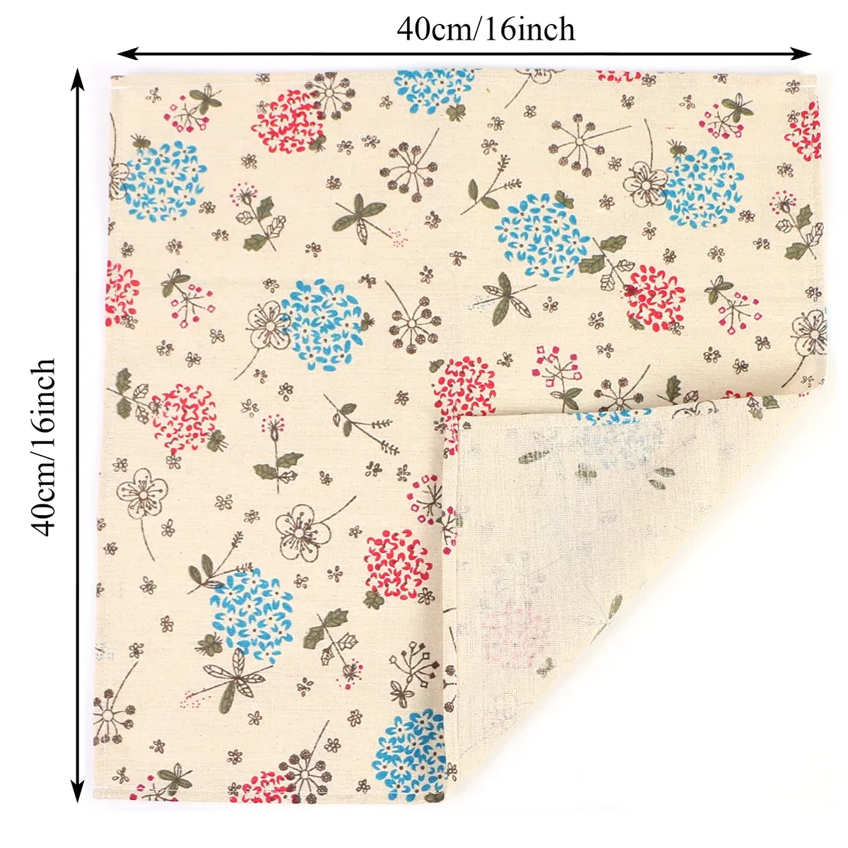 Color: Sky blue - 4PCS 40x40CM Floral Printed Cloth Napkins Japanese Style Dinner Dish Towel Wedding Restaurant Bar Table Mat serviette de table