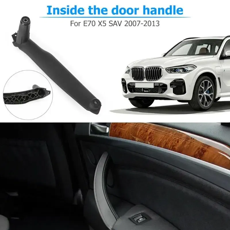 Color: Gold - Right rudder driving Inner Door Handle For BMW E70 E71 E72 X5 X6 Panel Pull Trim Cover 5141-6969 401 5141 6969 402 Black Beige