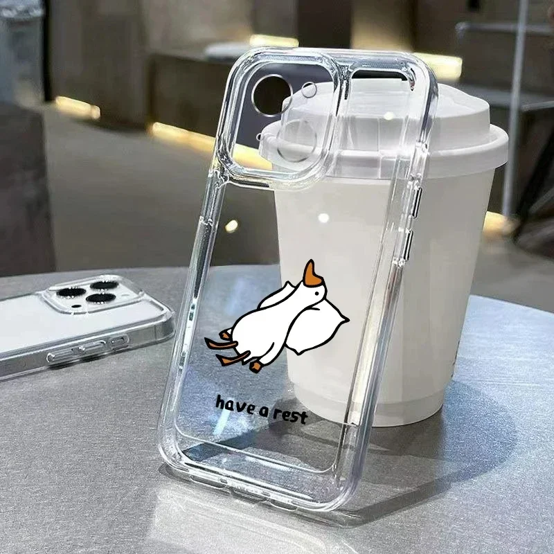 Color: Blue, Compatibility by Model: iPhone 8 Plus - Cute Duck Phone Case For iPhone 16 15 14 13 12 11 Pro Max XS X XR 7 8 Plus Mini SE 2020 2022 Mobile Funda Transparent