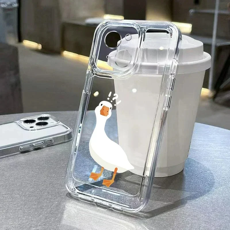Color: Blue, Compatibility by Model: iPhone 8 Plus - Cute Duck Phone Case For iPhone 16 15 14 13 12 11 Pro Max XS X XR 7 8 Plus Mini SE 2020 2022 Mobile Funda Transparent