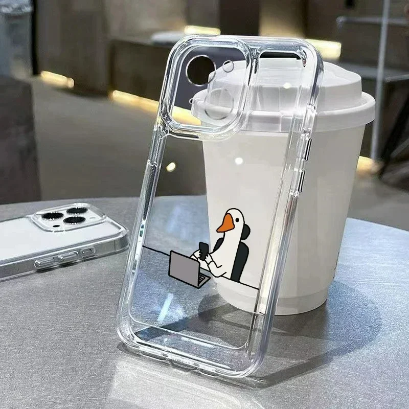 Color: Blue, Compatibility by Model: iPhone 8 Plus - Cute Duck Phone Case For iPhone 16 15 14 13 12 11 Pro Max XS X XR 7 8 Plus Mini SE 2020 2022 Mobile Funda Transparent