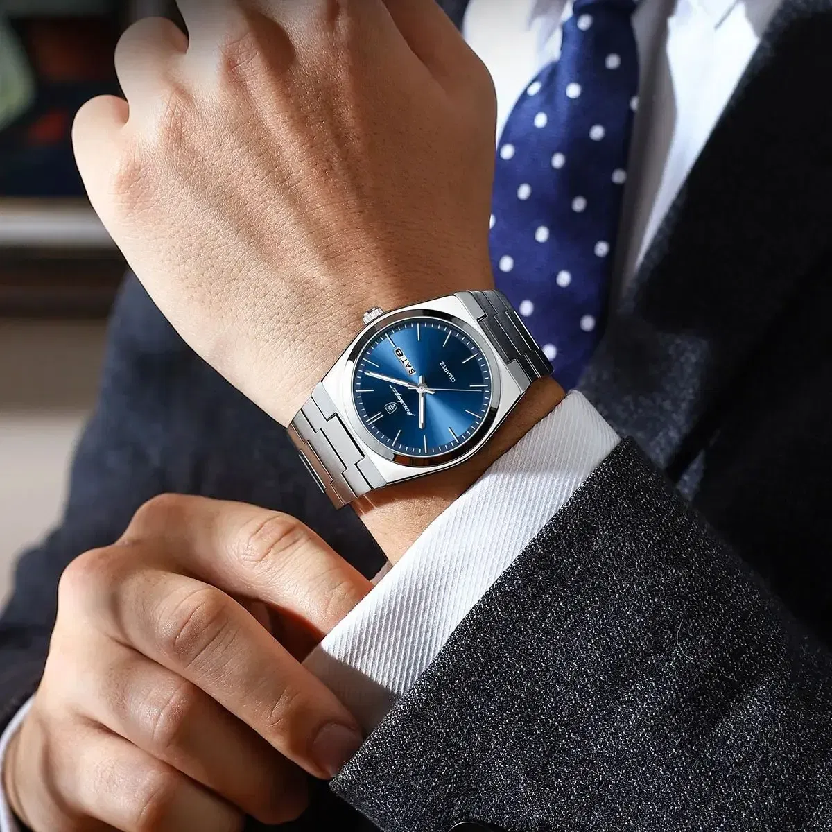 Color: Pink - POEDAGAR Luxury Watch For Man Waterproof Luminous Date Week Stainless Steel Men Watch Casual Quartz Men's Watches Male Clock+box