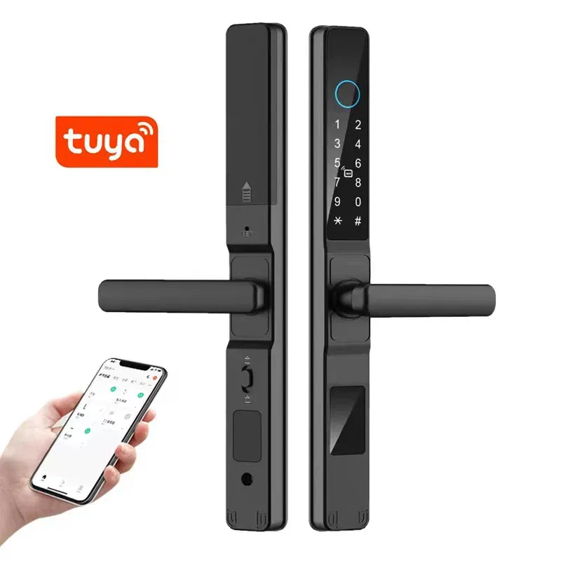 Color: CRIMSON, Ships From: CHINA - Tuya Smartlife WiFi Remote Control Waterproof Smart Lock Sliding Aluminum Door Digital Password Card Fingerprint Electronic Lock
