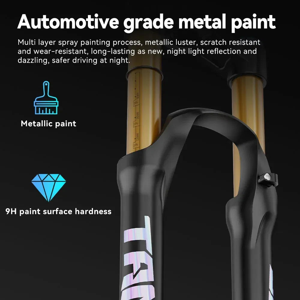 Color: Clear - TANKE Bike Fork Rebound Adjustable MTB Air Front Suspension 26/27.5/29 Inch 120mm Travel Quick Release Fork Bicycle Accessories