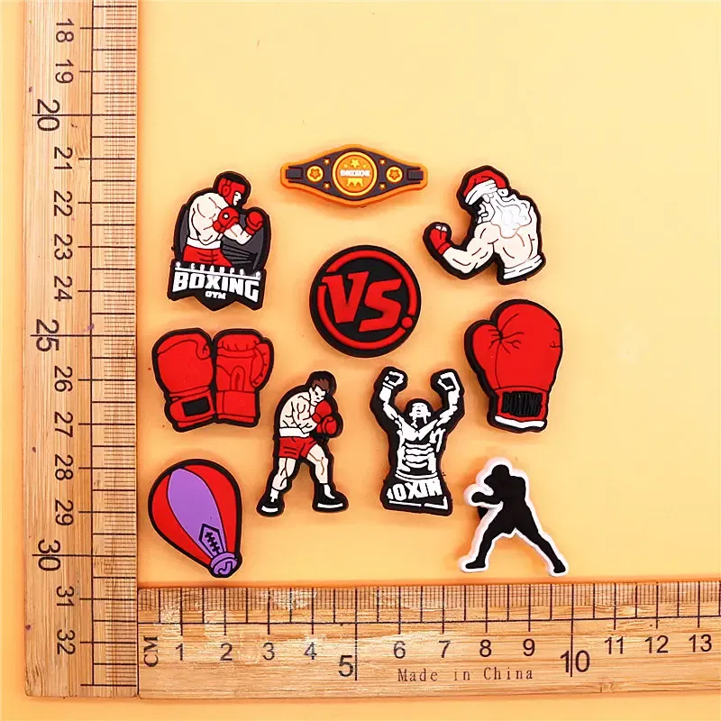 Color: Orange, Ships From: CHINA - 1Pcs Boxing Champion Style Sandals Shoe Charms Accessories PVC MMA VS One Clogs Pins Badges Shoe Clips Buckle Fit Kids